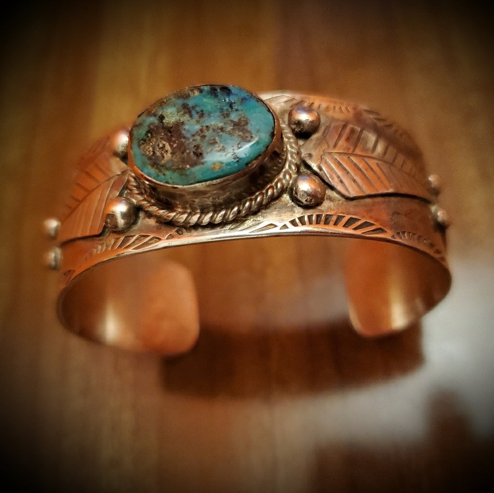 NAVAJO SILVER & TURQUOISE CUFF